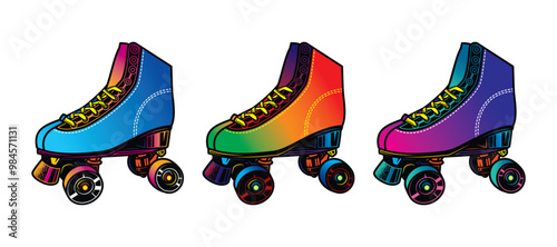 Roller skates illustration. Retro roller skates. Original vector illustration in vintage style. T-shirt design.