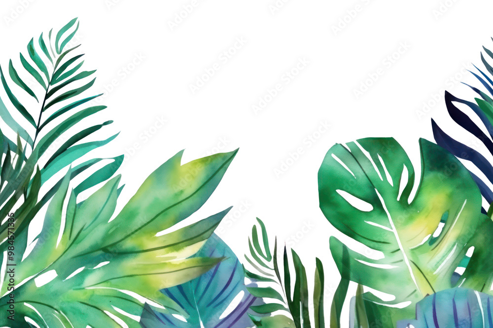 Obraz premium PNG Tropical leaves nature backgrounds pattern.