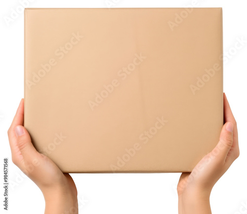 PNG Square cardboard box hand white background packing.