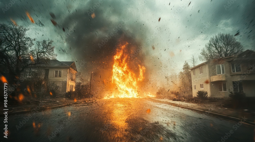 Extreme weather events like hurricanes and wildfires linked to climate change, devastating landscapes Extreme weather events like hurricanes and wildfires linked to climate change, devastating landscapes