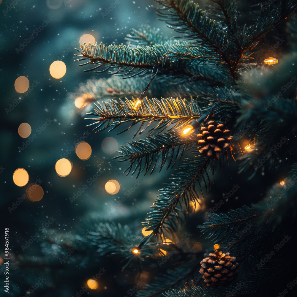 Fototapeta premium Christmas Background, Festive Holiday, Instagram Post, Christmas Ornaments