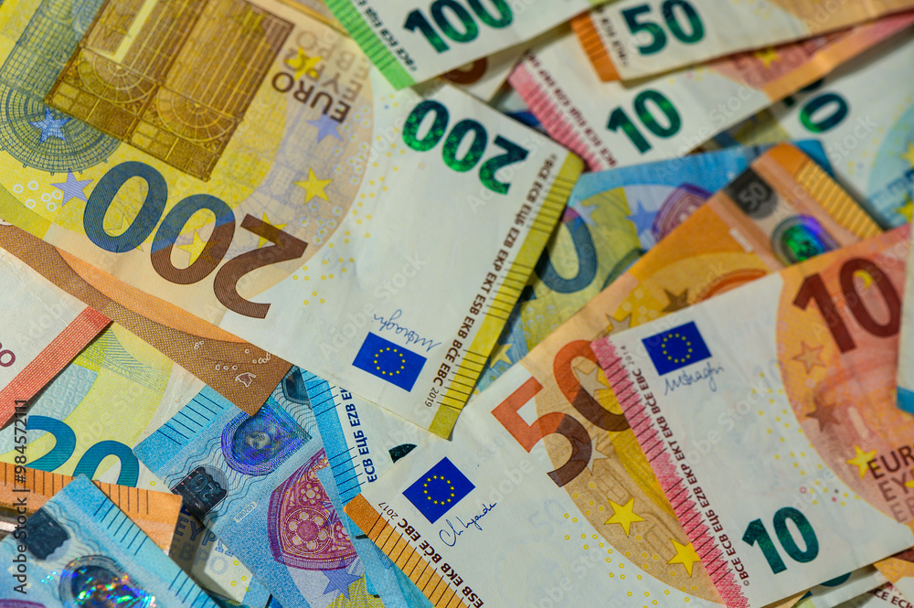 Set of different euro banknotes, background Set of different euro banknotes, background