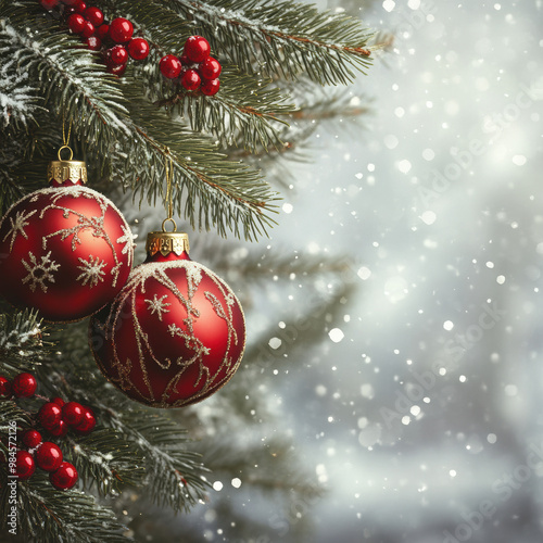 Christmas Background, Festive Holiday, Instagram Post, Christmas Ornaments