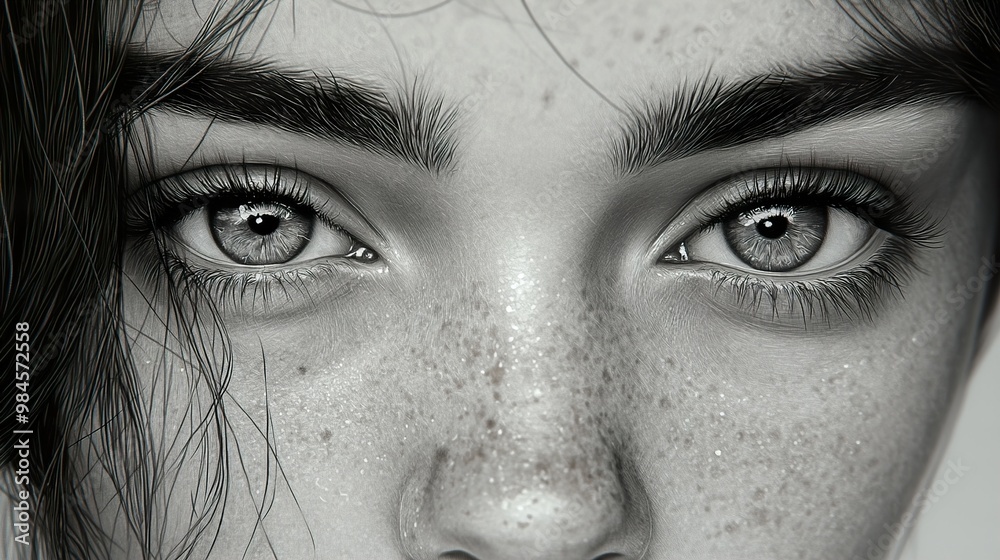 Close Up Portrait of a Woman's Eyes with Freckles Close Up Portrait of a Woman's Eyes with Freckles