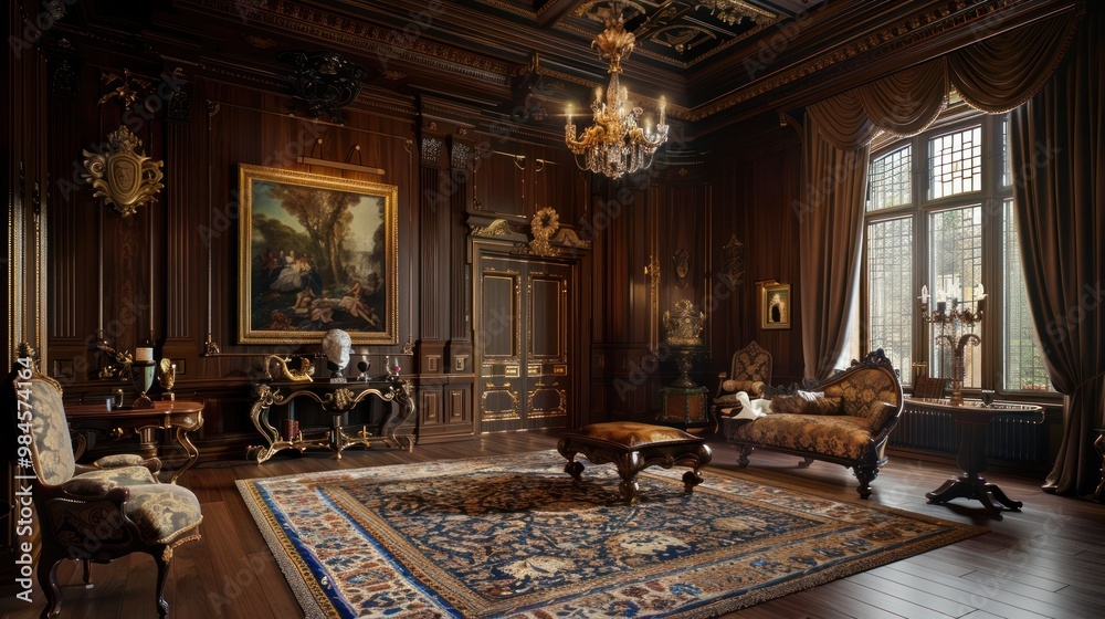Luxurious Living Room with Ornate Details Luxurious Living Room with Ornate Details