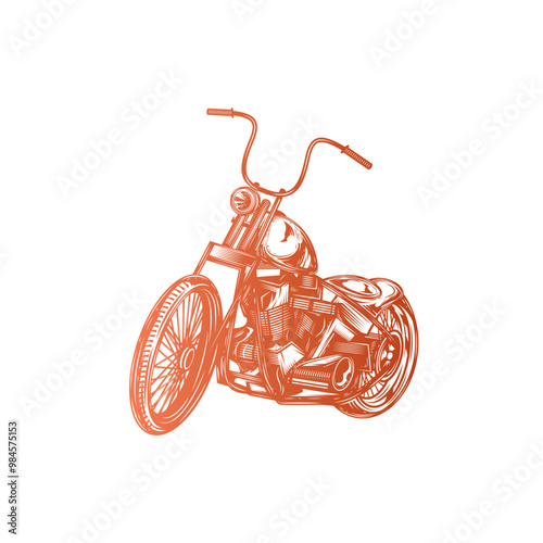 Classic vintage motorcycle. Original vector illustration in vintage style. photo