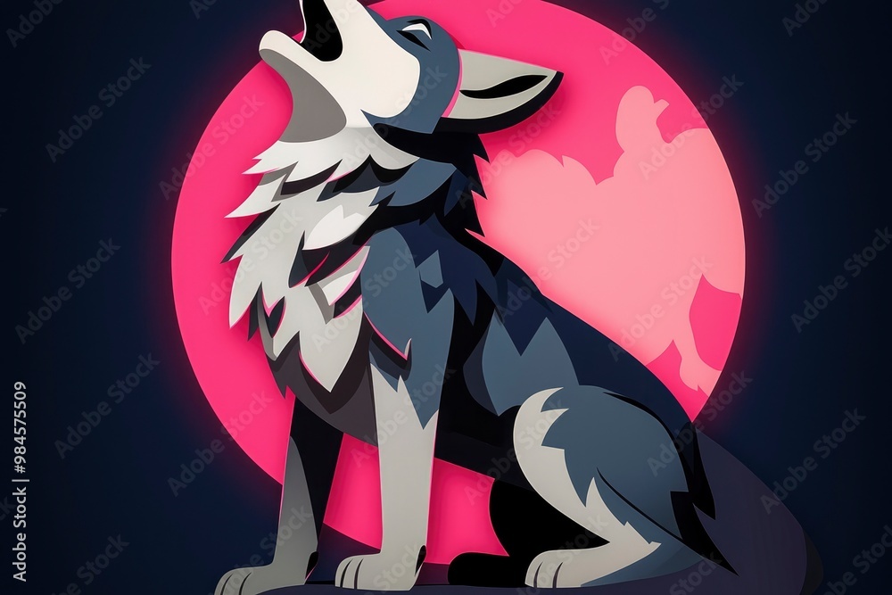 Fototapeta premium Wolf Howling at the Moon