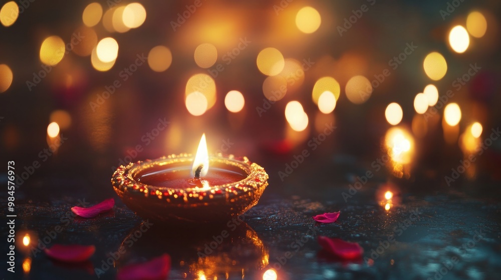 Diwali Lights with oil lamp decorated with copy space for Happy Diwali background concept. Diwali Lights with oil lamp decorated with copy space for Happy Diwali background concept.