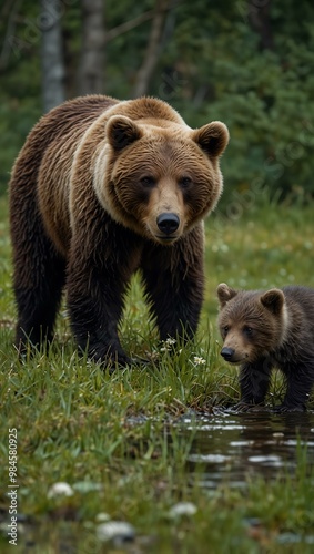 Mother bear with her cubs.