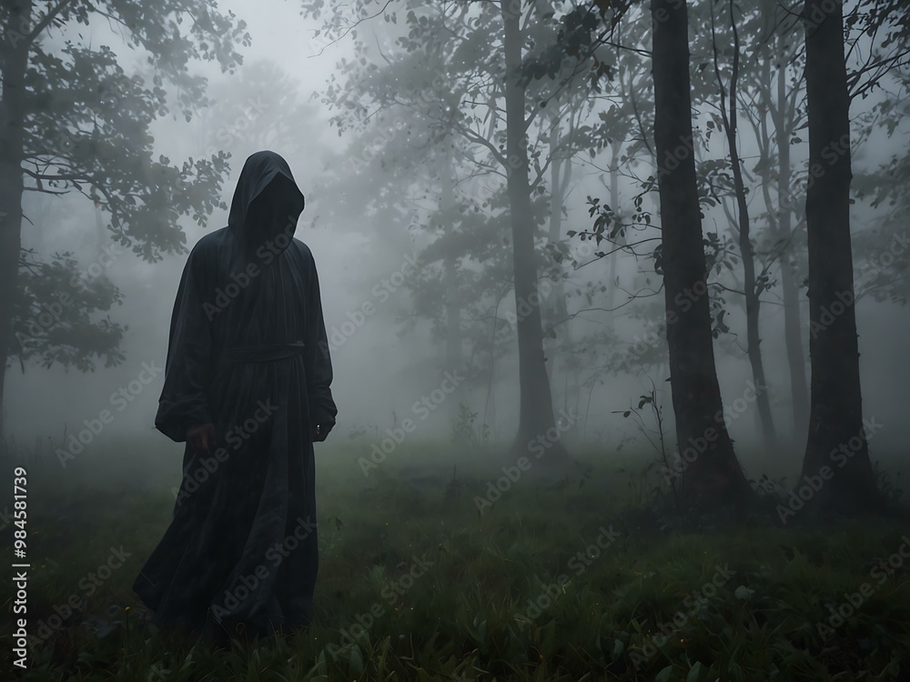 Mysterious figure in swirling mist. Mysterious figure in swirling mist.