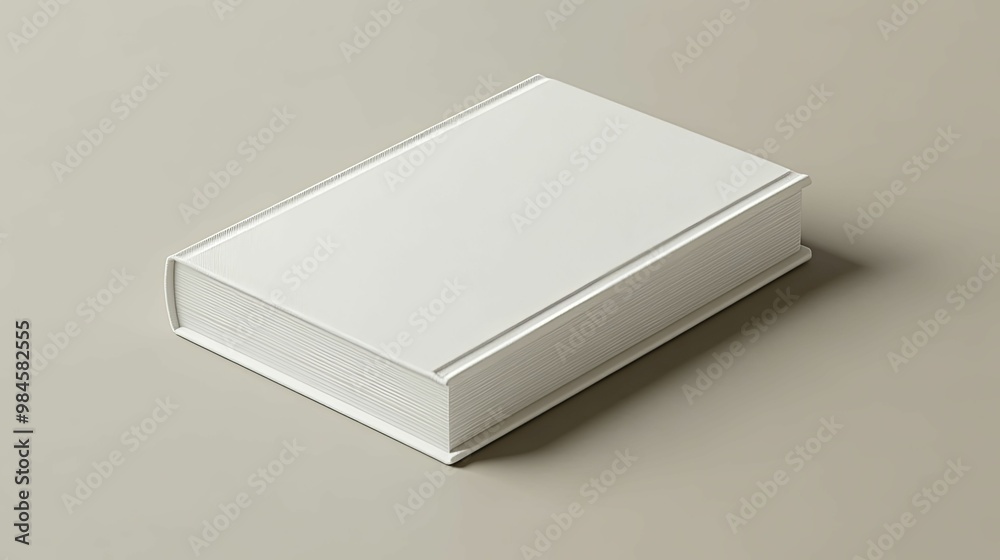 White Hardcover Book on Beige Background White Hardcover Book on Beige Background