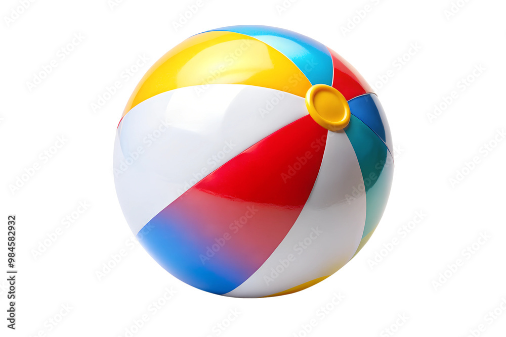 Close-up of colorful beach ball isolated on transparent background Close-up of colorful beach ball isolated on transparent background