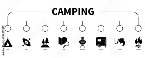 Camping banner web icon vector illustration concept