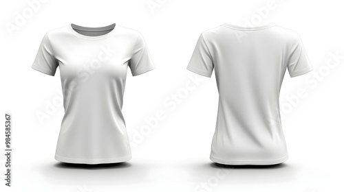 Blank Women s Fitted T Shirt Mockup on Clean White Background photo