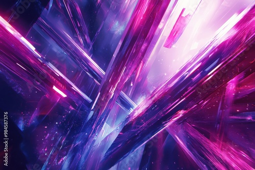 Vibrant abstract crystal shard explosion in shades of purple and pink