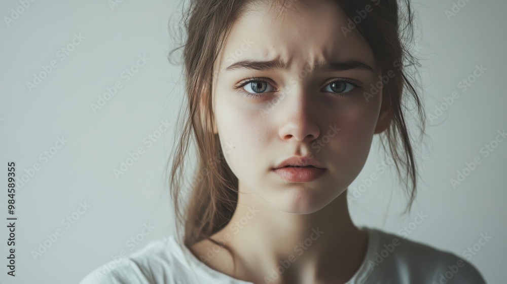 Fototapeta premium Emotional Portrait of a Young Woman in Soft Light
