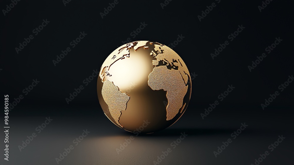 A stunning golden globe showcasing the continents with a dark background, symbolizing wealth and global connection. A stunning golden globe showcasing the continents with a dark background, symbolizing wealth and global connection.