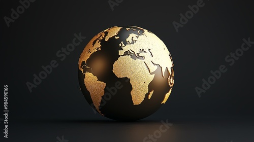 A stunning globe featuring a golden map of the world, perfect for representing global themes, travel, and exploration.