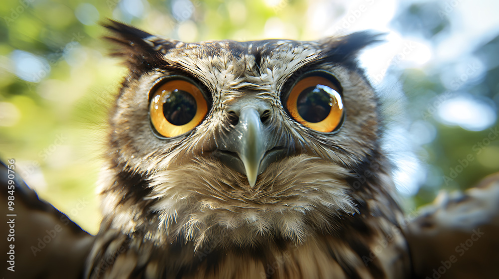 Obraz premium Curious Owl Fisheye