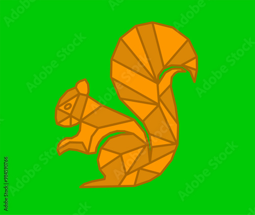 Squirrel. Vector Squirrel. Squirrel geometric design. Squirrel green background.
