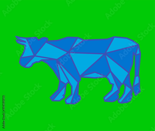 Cow. Cow Vector. Cow geometric design. Cow green background.