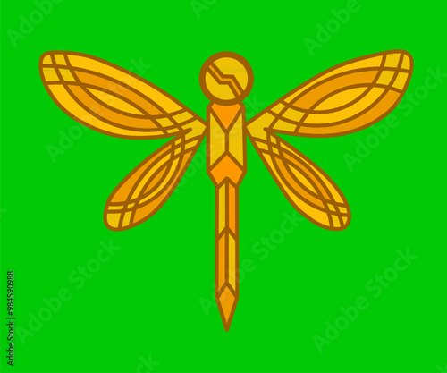 Dragonfly. Dragonfly Vector. Dragonfly geometric design. Dragonfly green background.