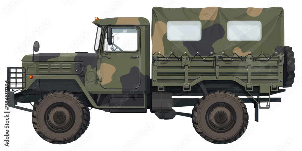 Obraz premium PNG Military truck camouflage rugged transport