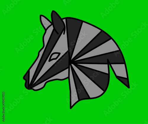 Zebras. Zebra Vector. Zebra geometric design. Zebra green background.