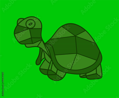 Turtle. Turtle Vector. Turtle geometric design. Turtle green background.