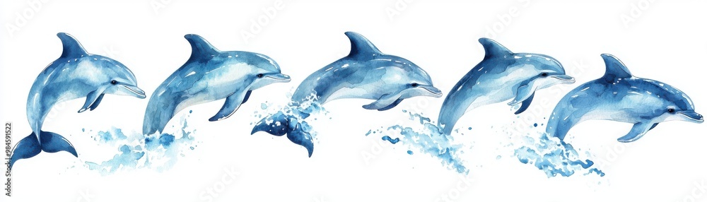 A stunning sequence of dolphins gracefully leaping through the ocean waves, showcasing their agility and playfulness in clear waters. A stunning sequence of dolphins gracefully leaping through the ocean waves, showcasing their agility and playfulness in clear waters.