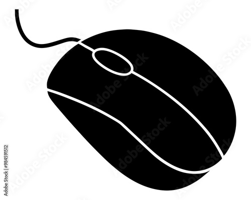 black computer mouse isolated