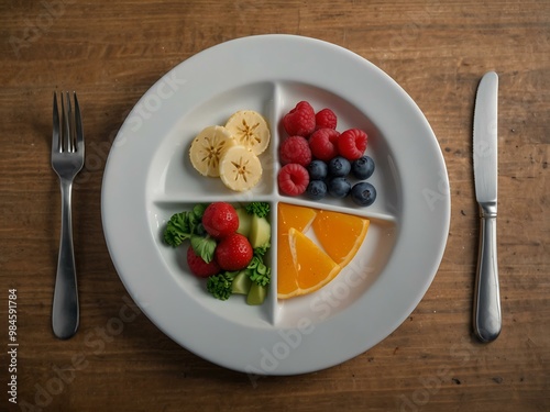 Portion control plate, balancing a healthy diet.