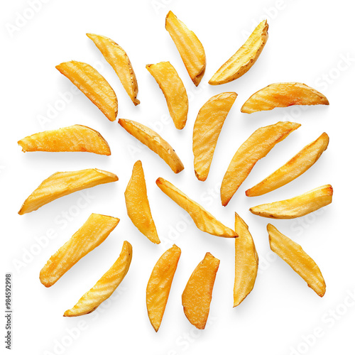 Golden Crispy French Fries on a transparent background