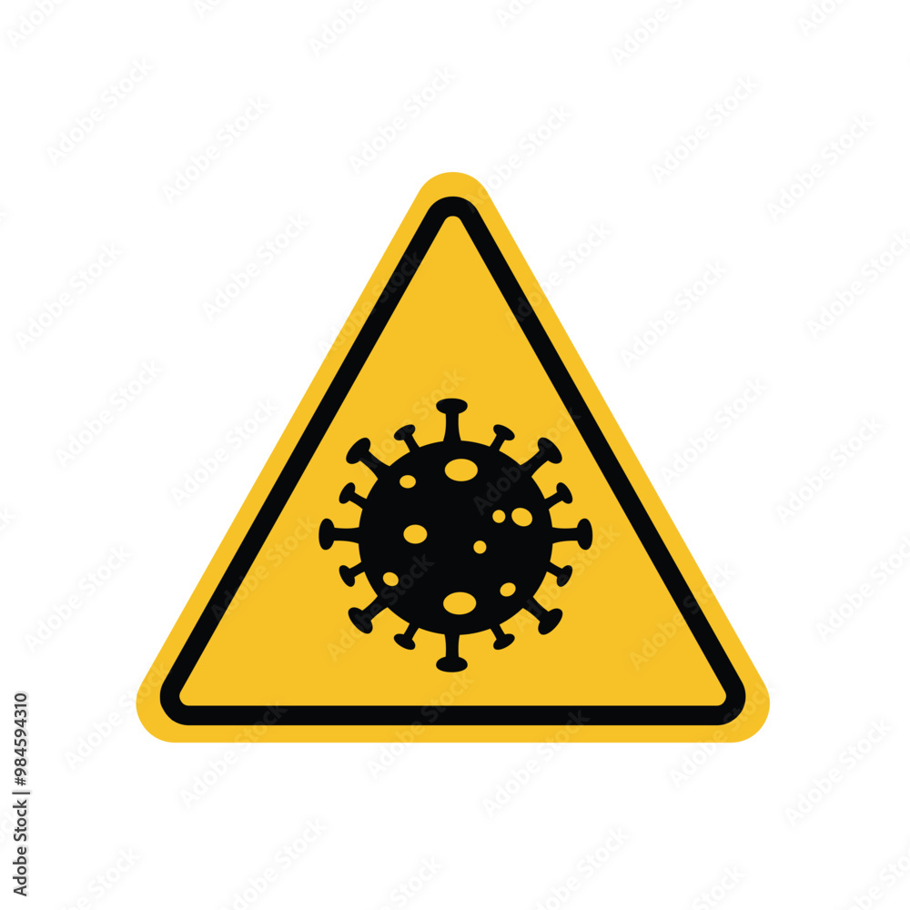 covid warning on yellow triangle sign. Suitable for posters and web icons covid warning on yellow triangle sign. Suitable for posters and web icons