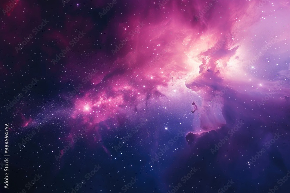 A vibrant purple and blue nebula with numerous stars in the background, ideal for astronomy or space-themed projects A vibrant purple and blue nebula with numerous stars in the background, ideal for astronomy or space-themed projects
