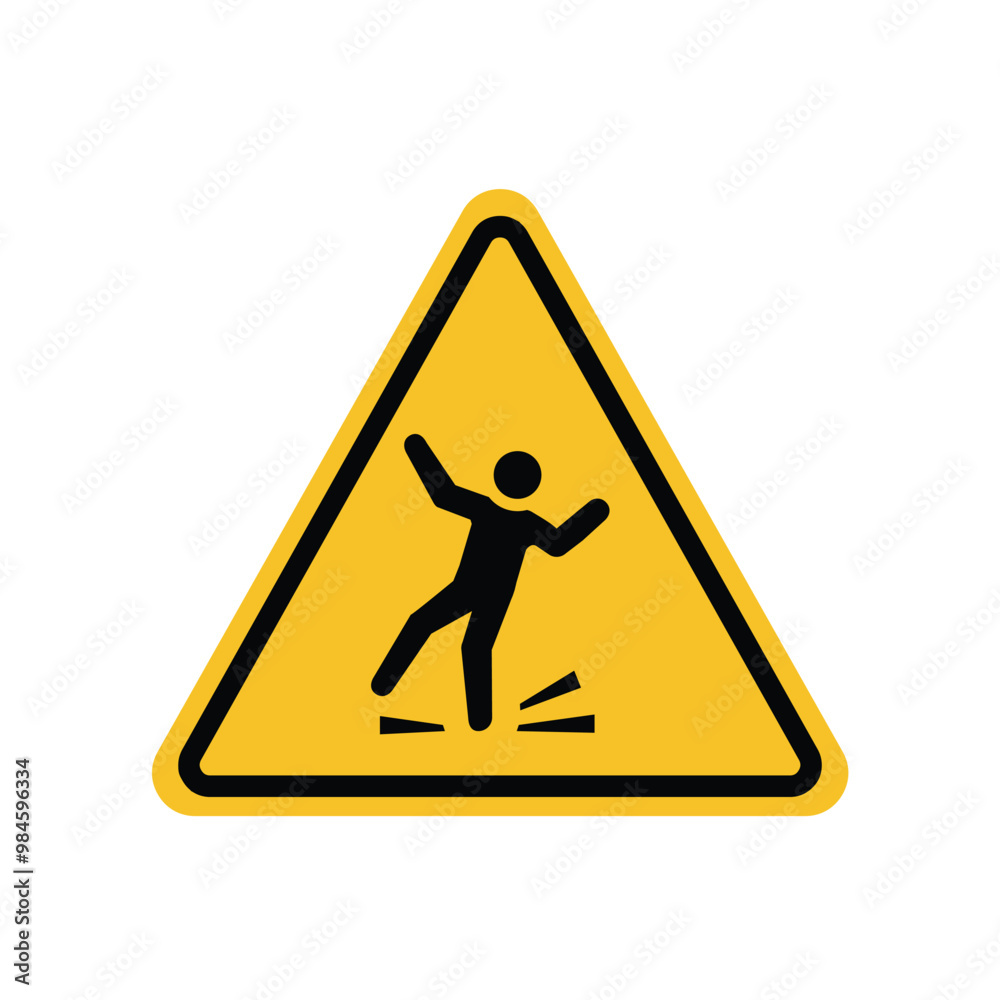 Slip warning on yellow triangle board. Suitable for posters and web icons Slip warning on yellow triangle board. Suitable for posters and web icons
