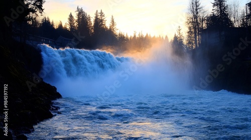 Whitewater rages at Tumwater falls, in Tumwater. photo