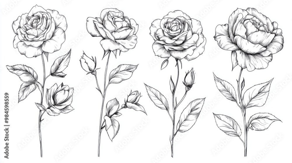 Line Art of Rose Flowers Floral Frames and Bouquets Illustration Hand Drawn Fine Line Roses and Botanical Elements Outline of Leaves and Flowers for Coloring Isolated Peony Roses Line Art of Rose Flowers Floral Frames and Bouquets Illustration Hand Drawn Fine Line Roses and Botanical Elements Outline of Leaves and Flowers for Coloring Isolated Peony Roses