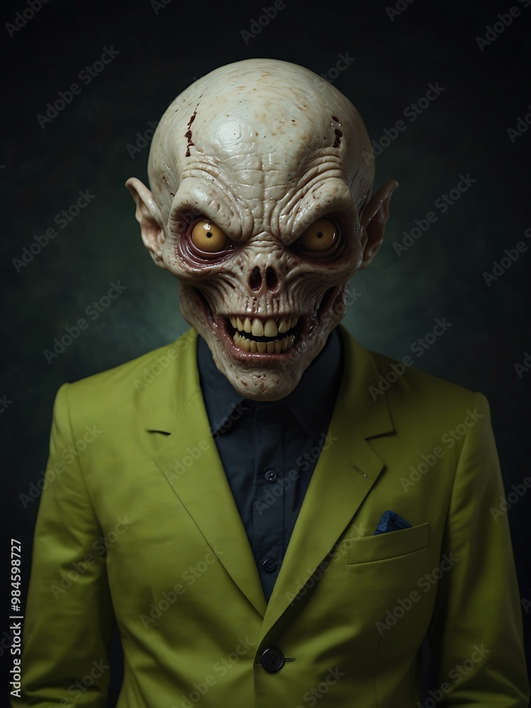 Strange Alien with Large Head and Sharp Teeth Strange Alien with Large Head and Sharp Teeth