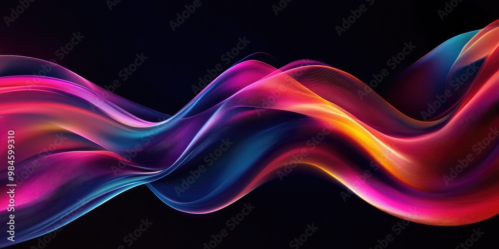 Abstract line art illustration featuring smooth multicolored lines set against a dark backdrop Design element showcasing fluid lines and vibrant hues Abstract line art illustration featuring smooth multicolored lines set against a dark backdrop Design element showcasing fluid lines and vibrant hues