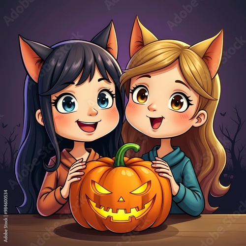 Digital art of Halloween celebration 