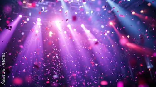 Pink and Purple Confetti Falling Under Stage Lights