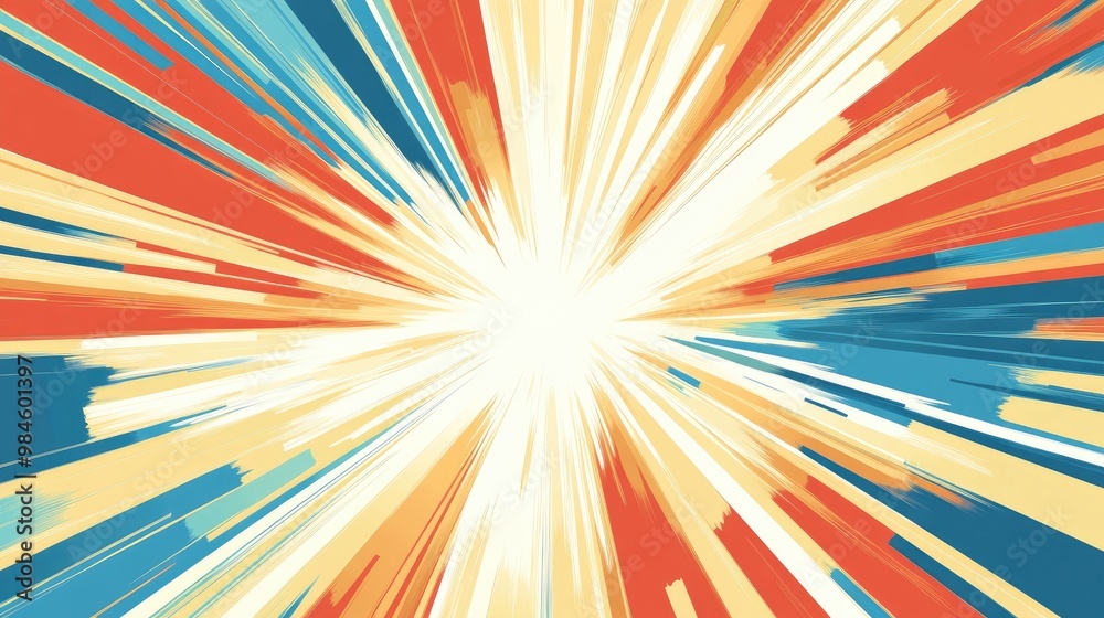 Abstract line art illustration featuring a dynamic light burst with an explosion of radiant rays Abstract line art illustration featuring a dynamic light burst with an explosion of radiant rays