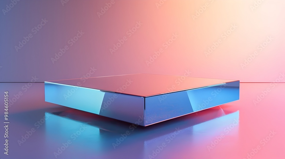 Sleek Mirrored Pedestal with Gradient Background for Luxury Product Presentation Sleek Mirrored Pedestal with Gradient Background for Luxury Product Presentation