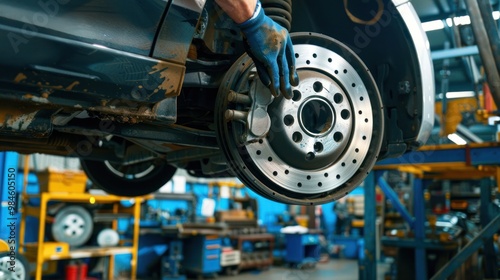 Mechanic Inspecting Brake Disc