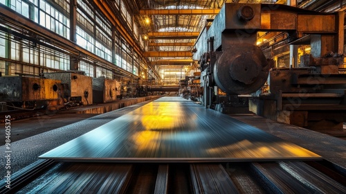 Metalwork machine in modern factory.