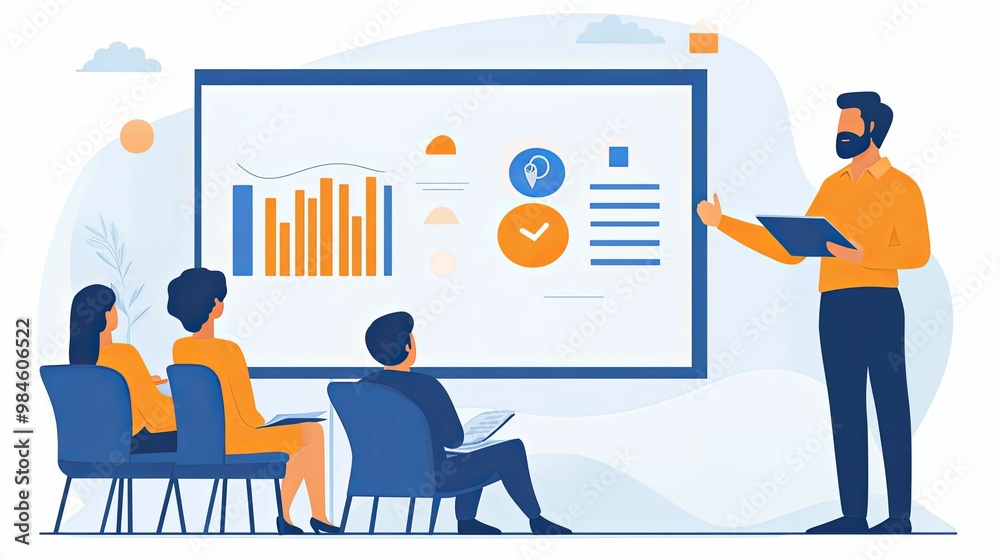 A Businessman Presenting Charts and Data to a Group of People A Businessman Presenting Charts and Data to a Group of People