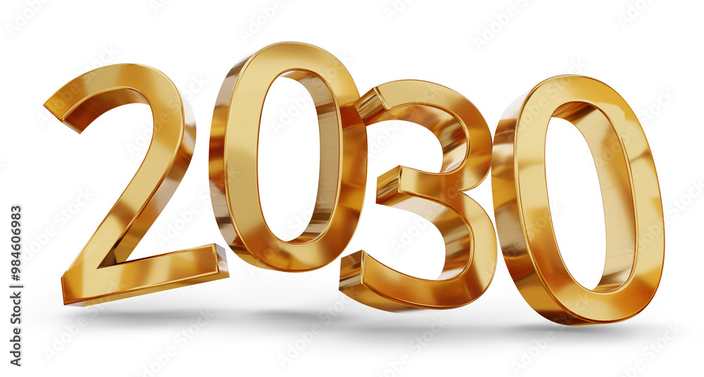 year 2030 golden symbol, 3d-illustration year 2030 golden symbol, 3d-illustration
