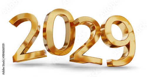 year 2029 golden symbol, 3d-illustration