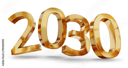 year 2030 golden symbol, 3d...
